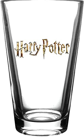 Harry Potter pint glass side view showcasing house crest