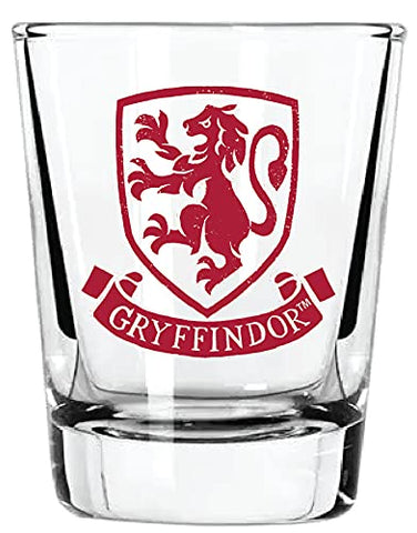 Harry Potter Hufflepuff crest shot glass with warm tones and balance