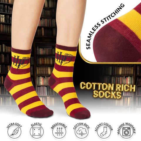 Close-up of Harry Potter socks fabric, soft knit.