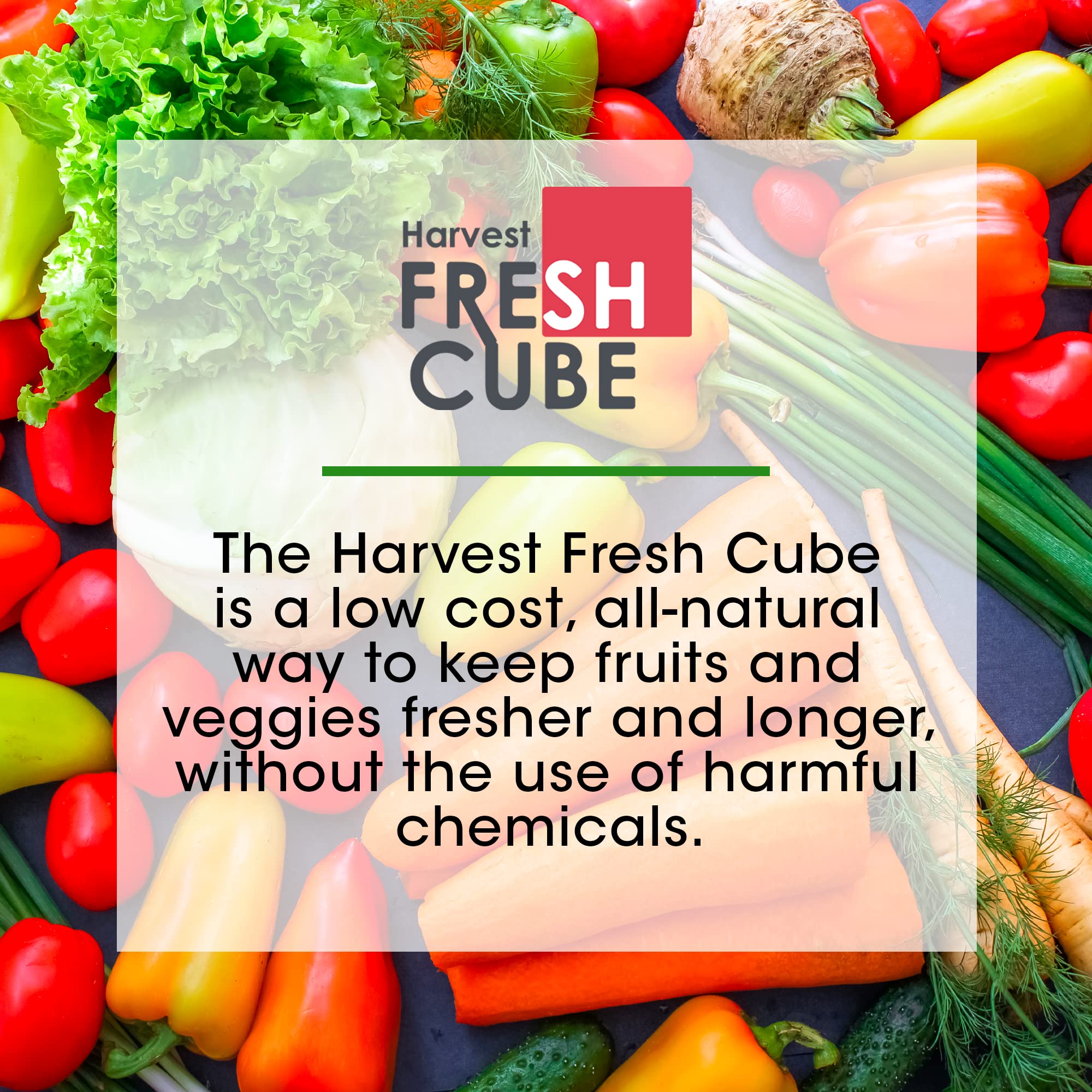 Two-pack Harvest Fresh Cube packaging sits on the counter, ready to use.