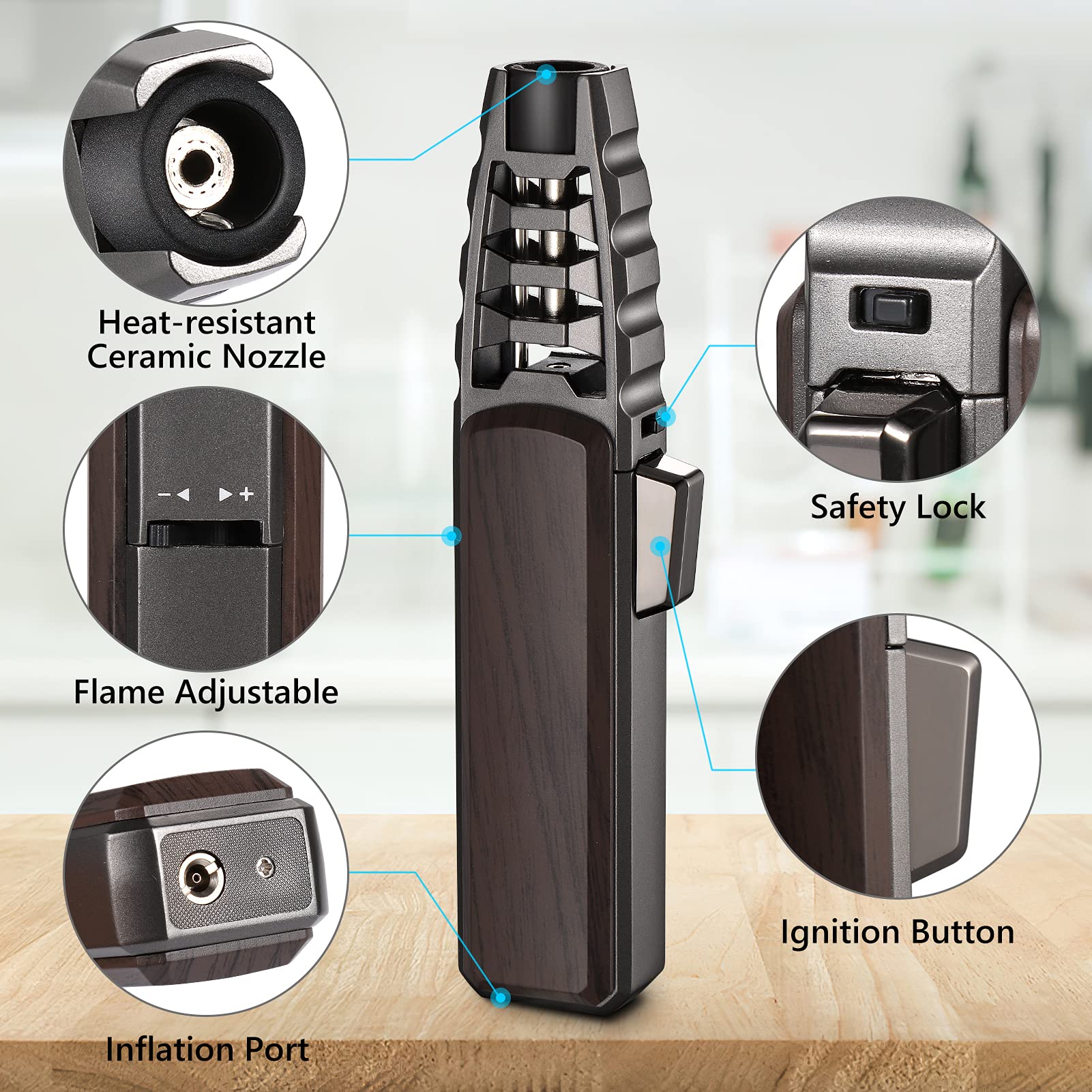 Harygate kitchen torch with jet flame for precise caramelization.