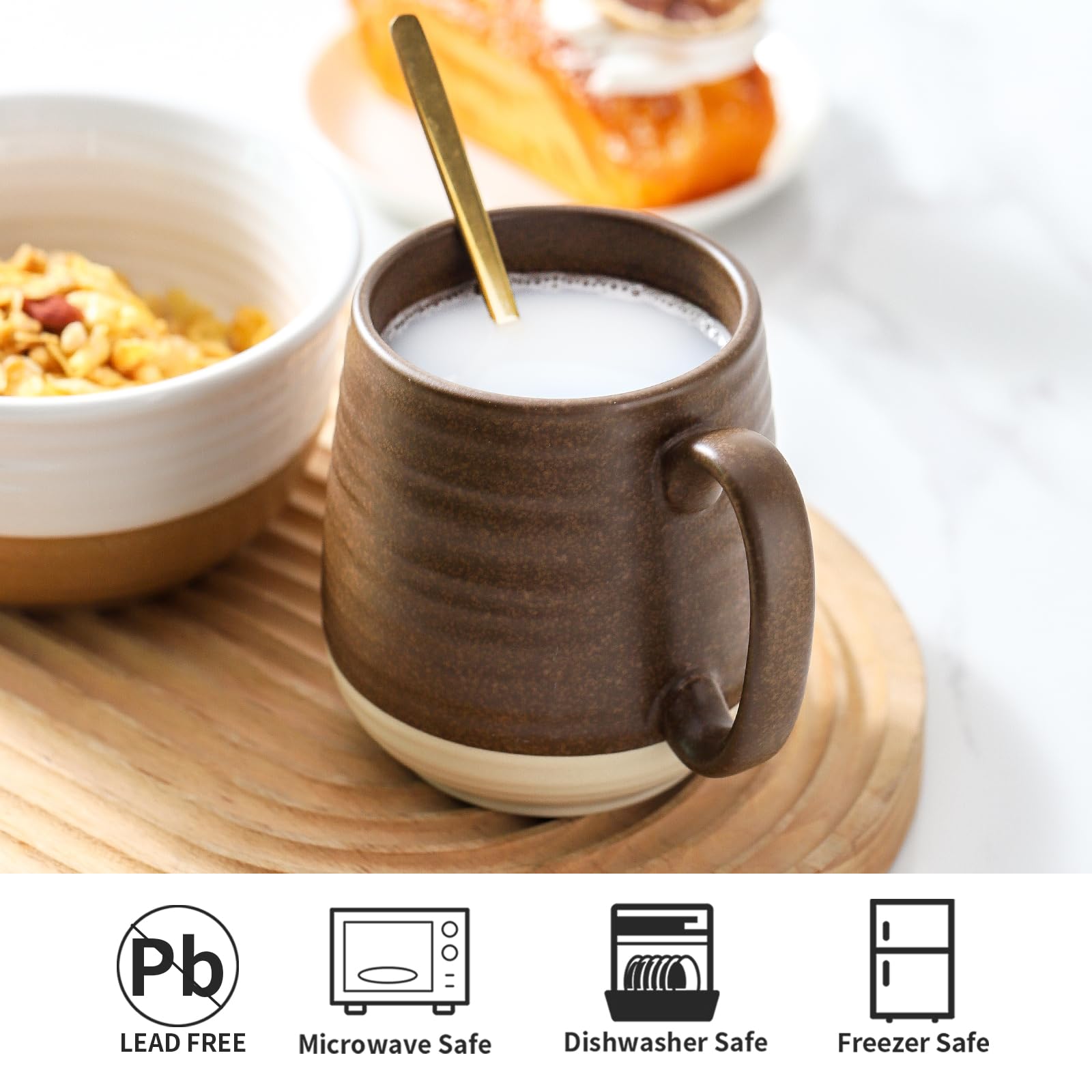 Hasense gift-ready mug idea with brown ceramic finish