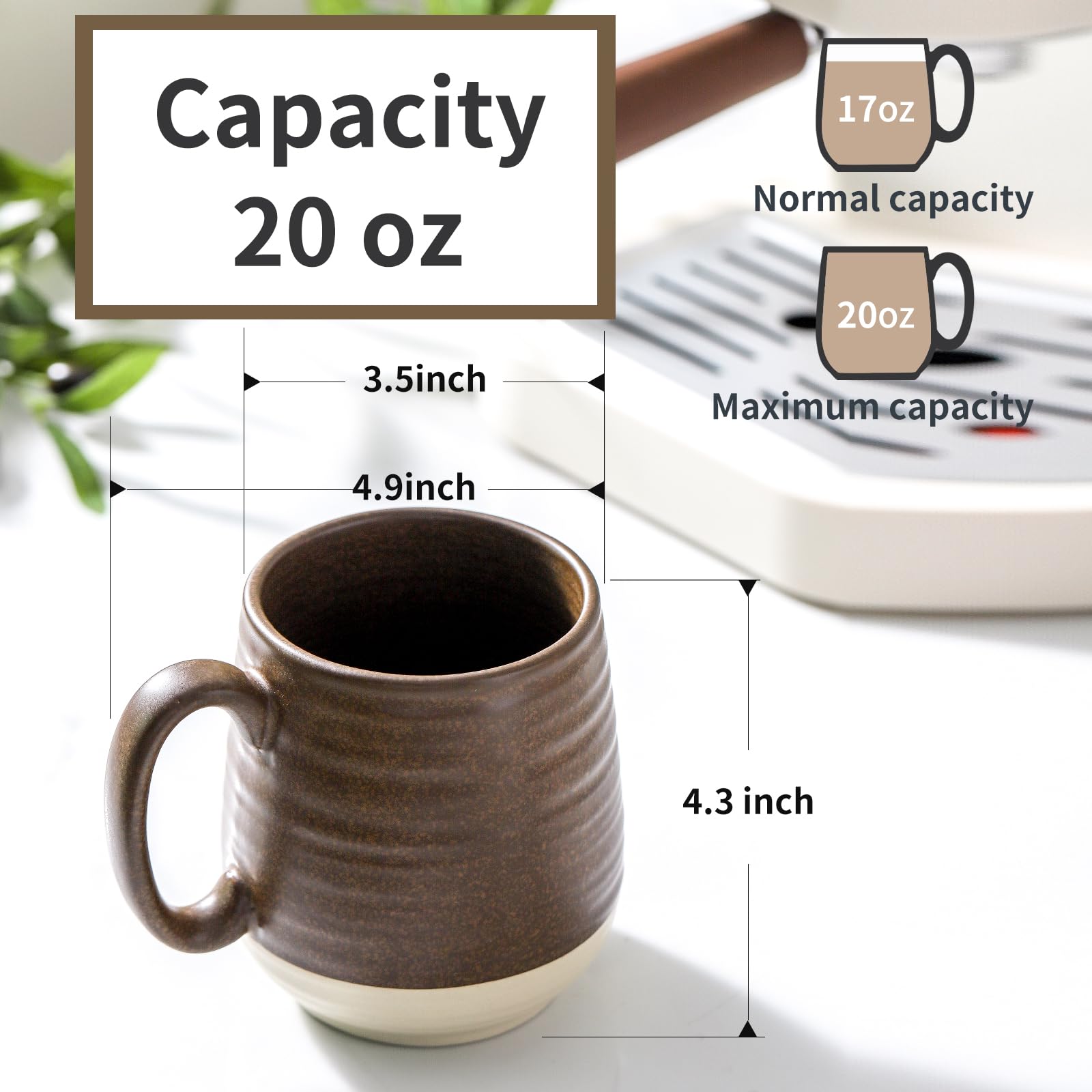 Hasense 20oz mug top view suitable for tea and cocoa