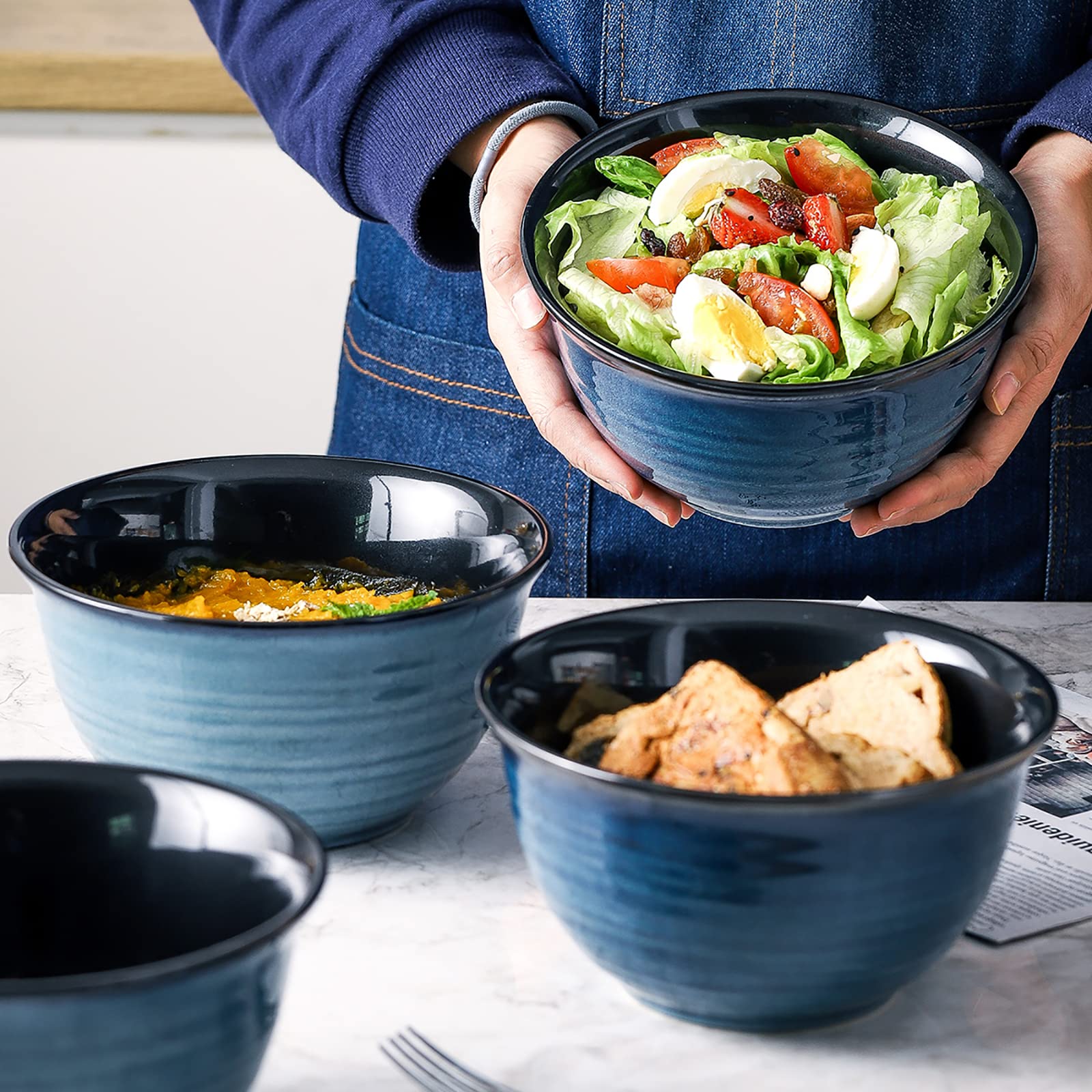 Hasense 40-ounce bowls provide generous portions for hearty meals.