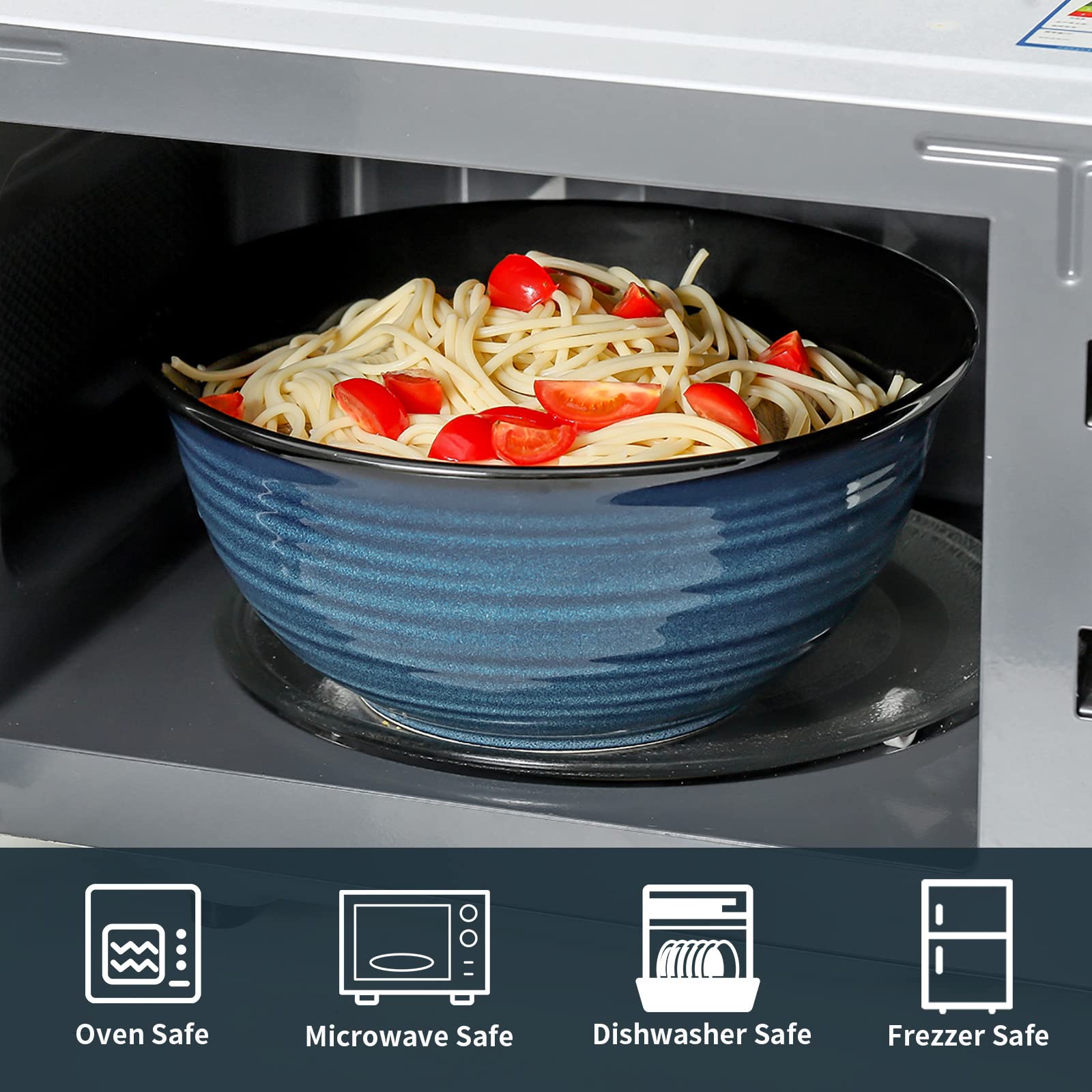 Blue HASENSE bowls add bold color to dishes