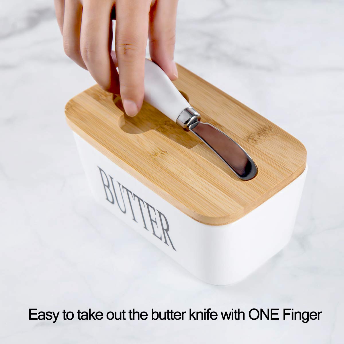 Hasense butter dish with 650 ml capacity for generous portions.