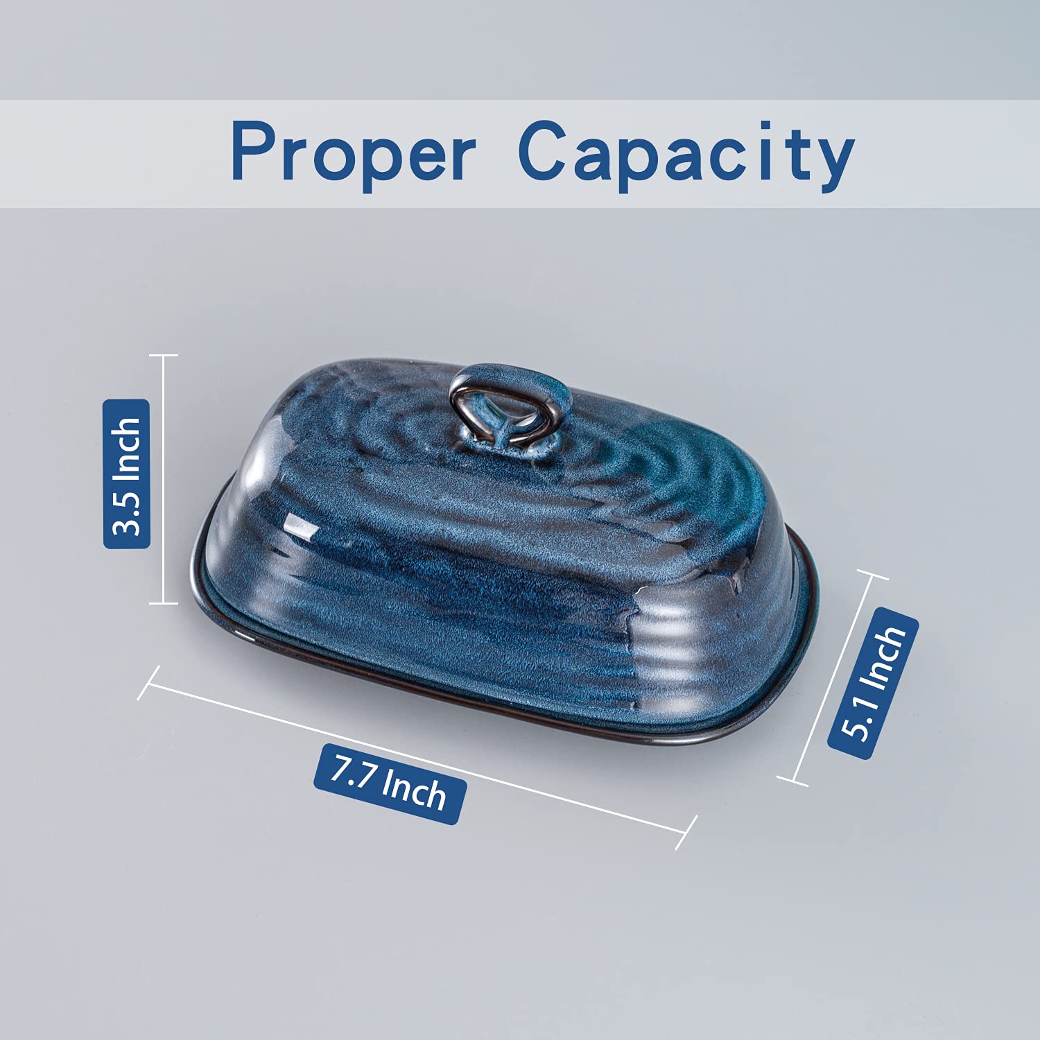 Hasense butter dish handle for easy lifting and lid removal.
