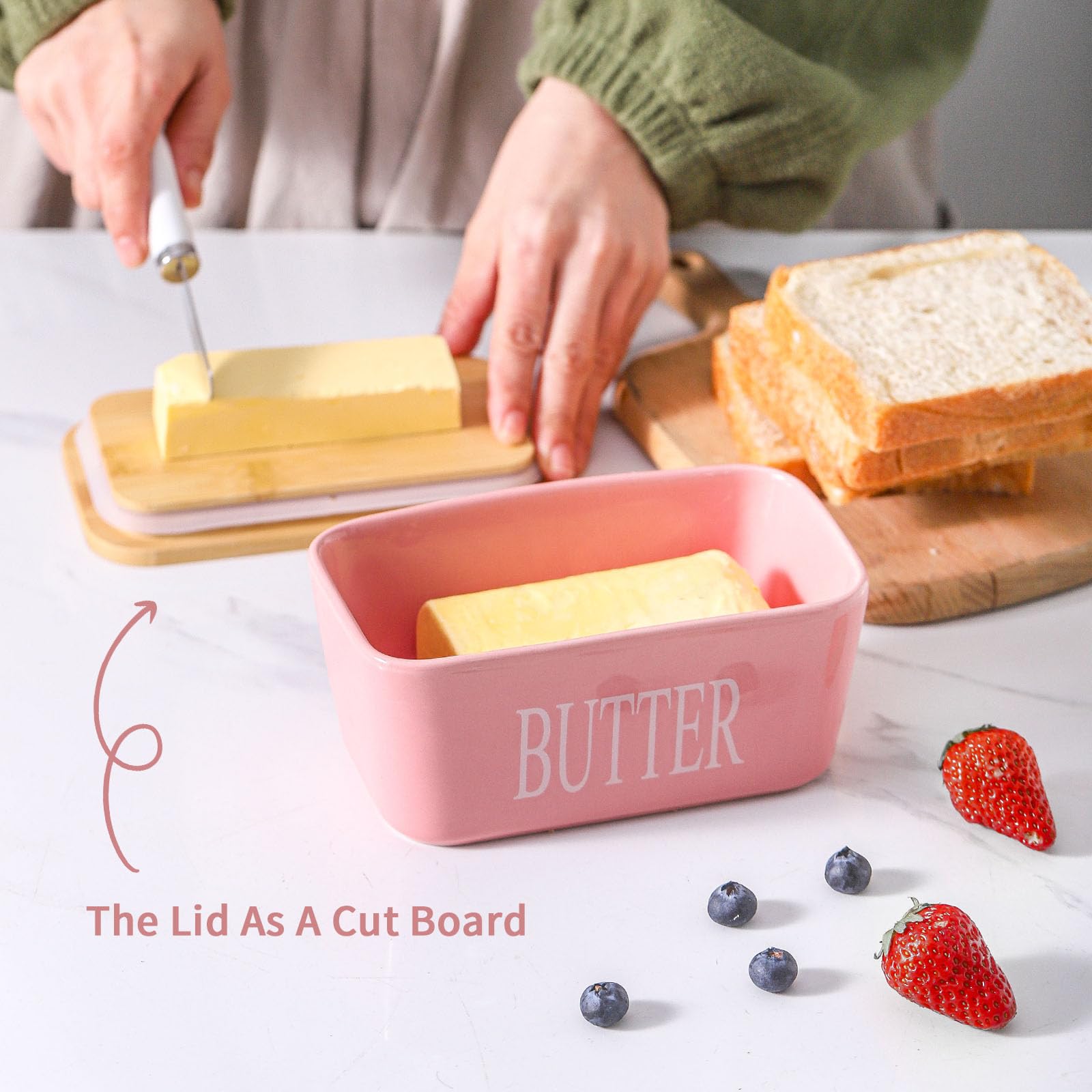 Hasense butter dish lid with sealing ring preserves flavor and prevents odors
