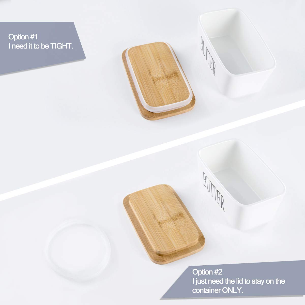 Hasense butter dish lid removed for easy hand washing.