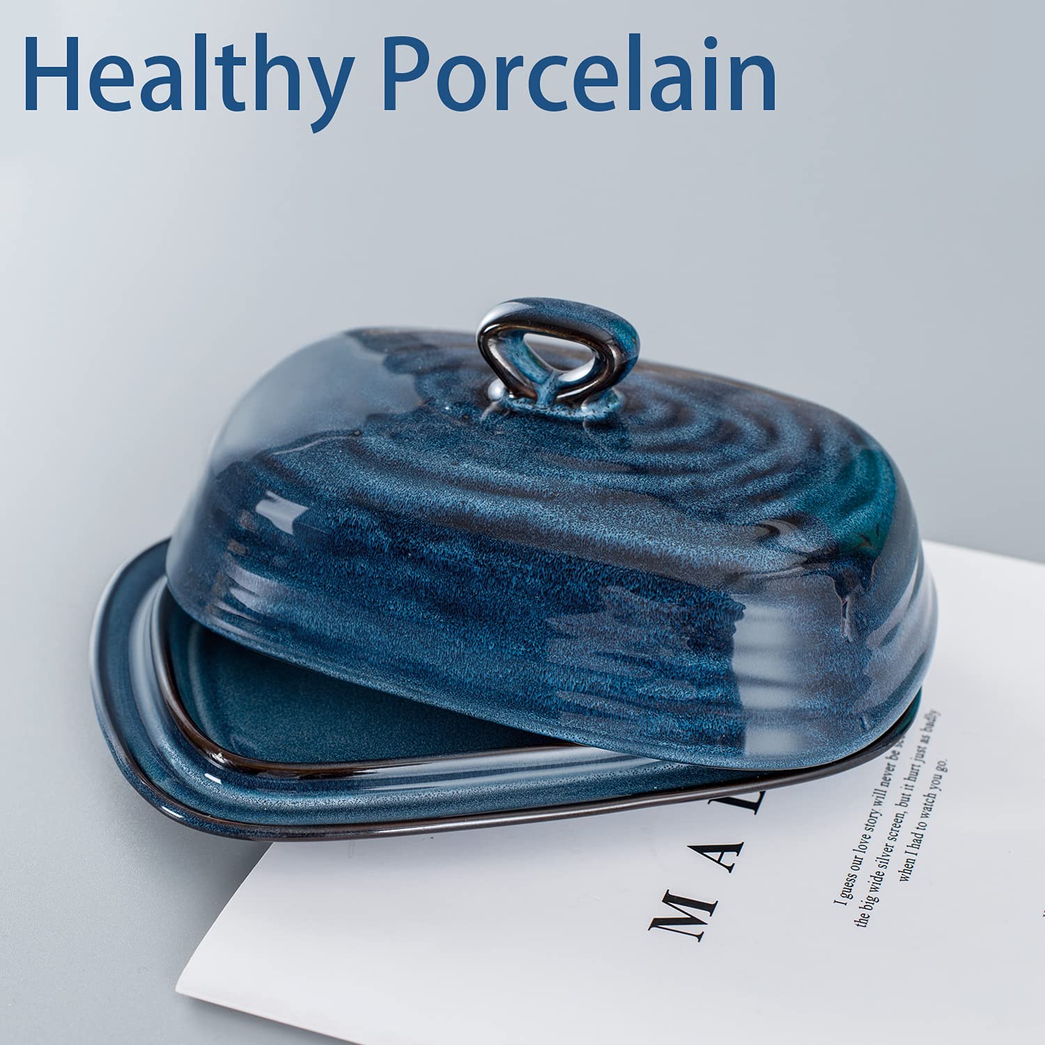 Hasense butter dish ridge inside centers butter and prevents slipping.
