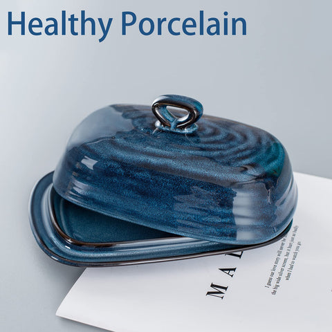 Hasense butter dish ridge inside centers butter and prevents slipping.