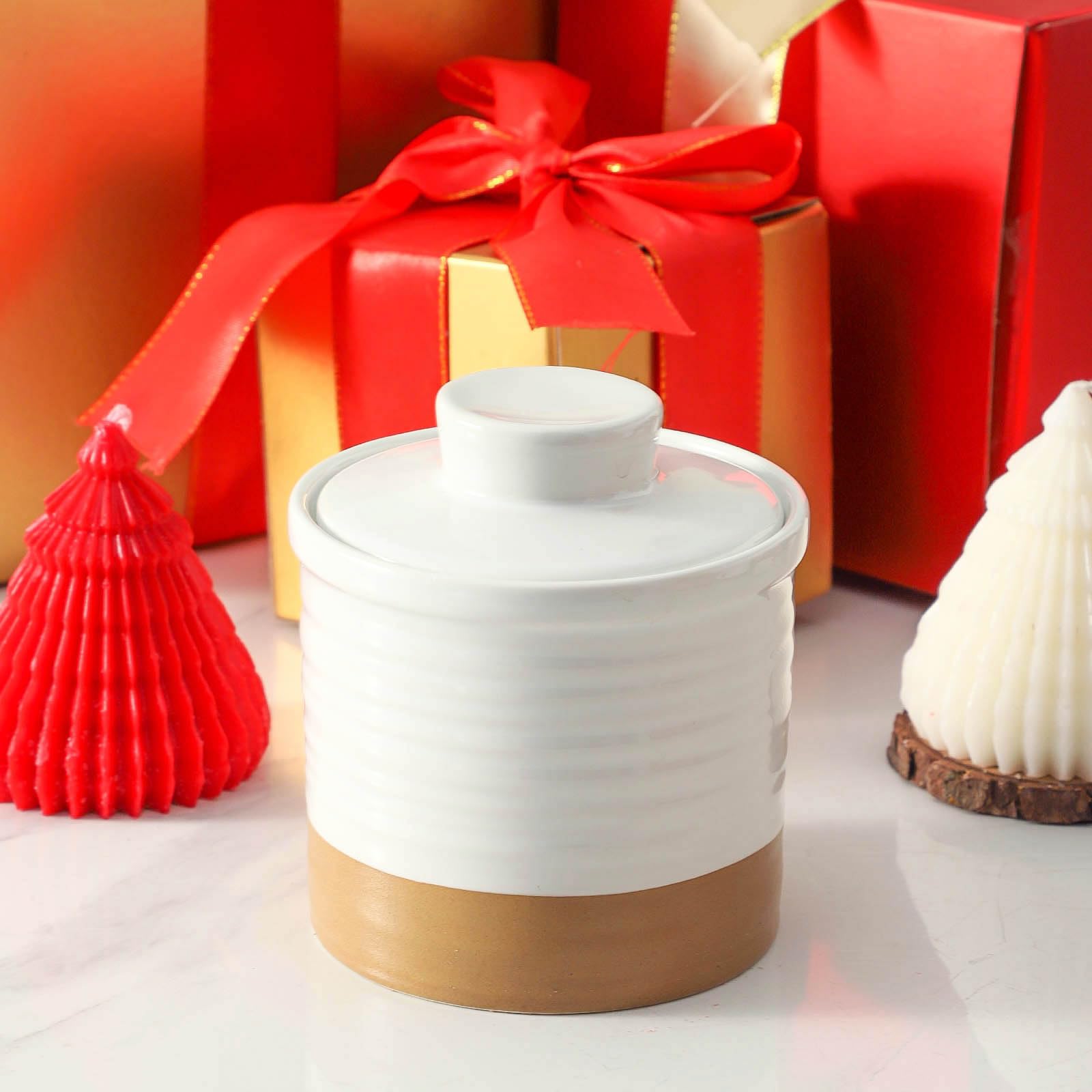 Hasense butter dish water line closeup shows airtight seal preserving flavor and texture