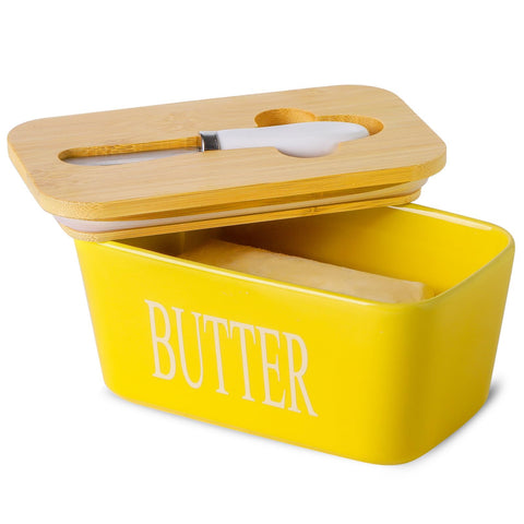 HASENSE butter dish with lid on countertop protects freshness and keeps butter ready