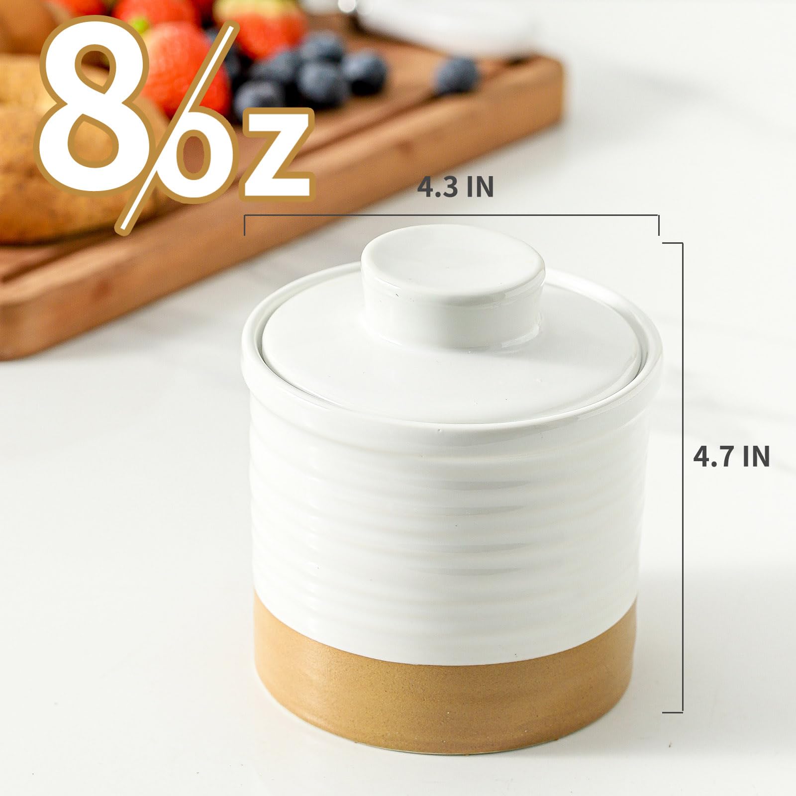 Hasense butter keeper on countertop highlights farmhouse style and convenient storage