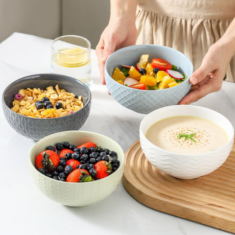 HASENSE ceramic bowls complement a modern dining setup.