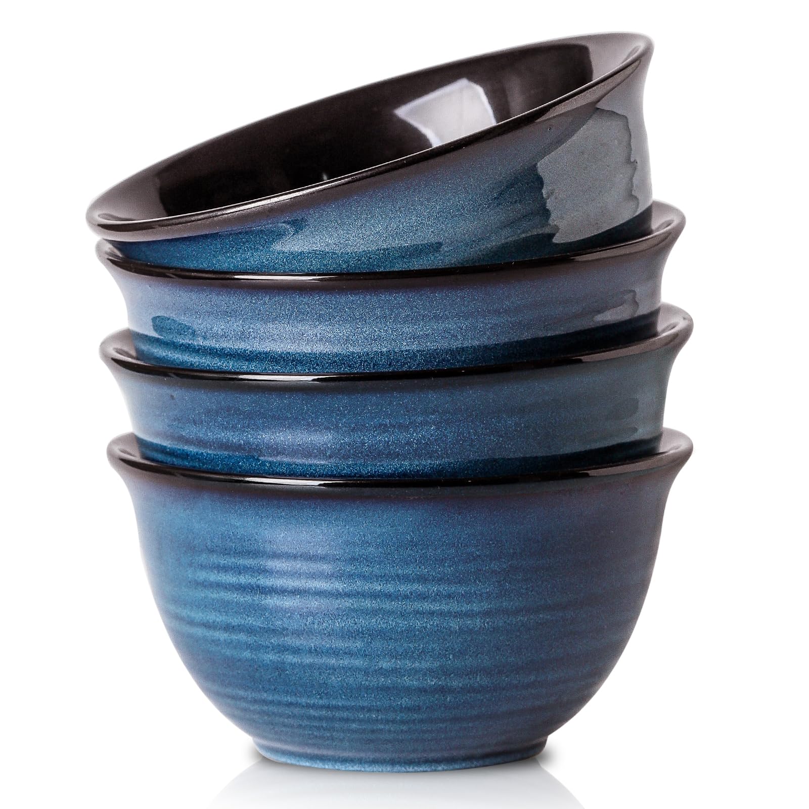 Hasense ceramic soup bowls set of 4 with navy blue finish and generous 40-ounce servings.