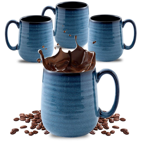 HASENSE coffee mugs set of 4 in navy glaze, perfect for everyday coffee rituals.