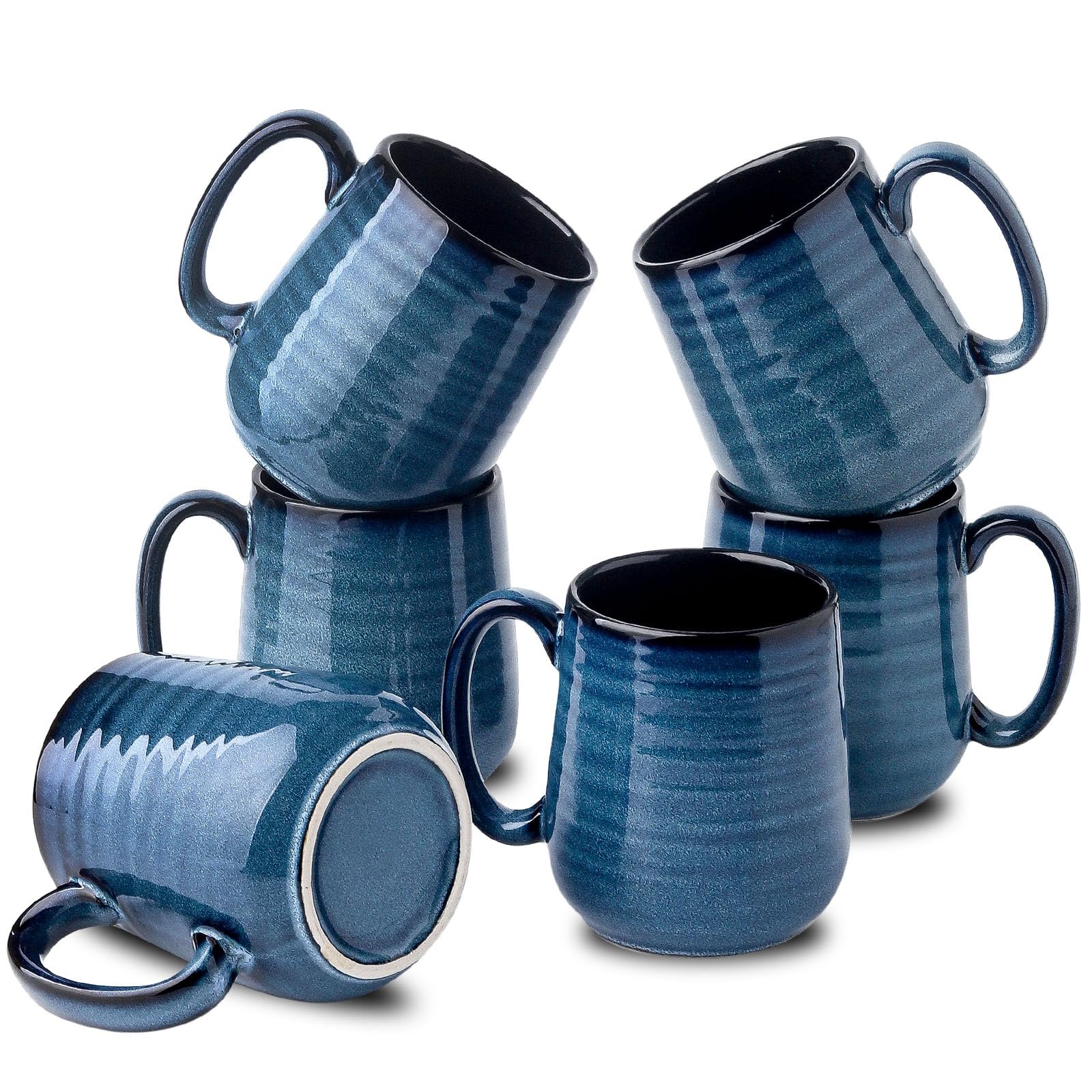 Hasense blue latte mug with a comfortable handle for daily coffee or tea.