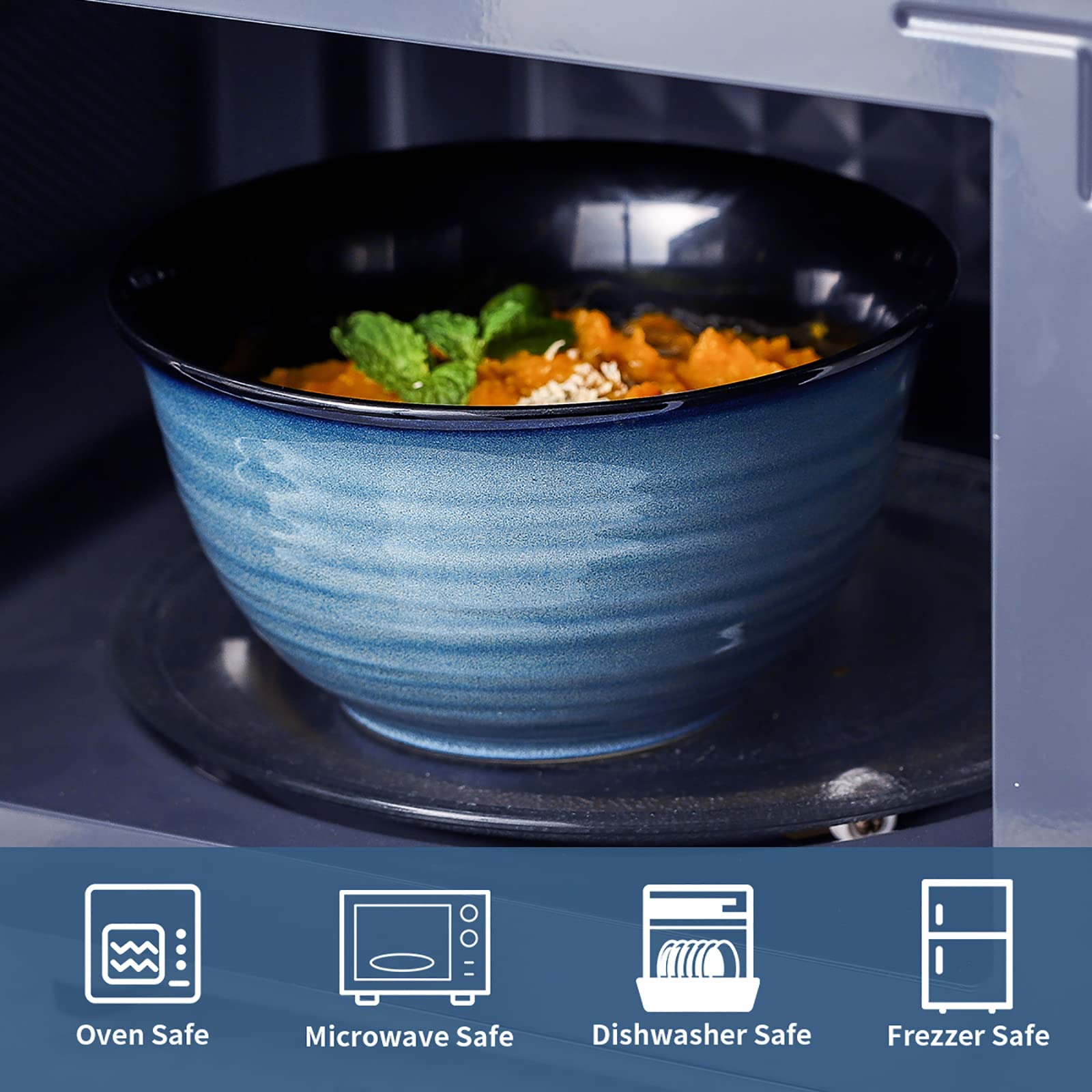 Hasense ceramic bowls are dishwasher and microwave safe for quick reheats.