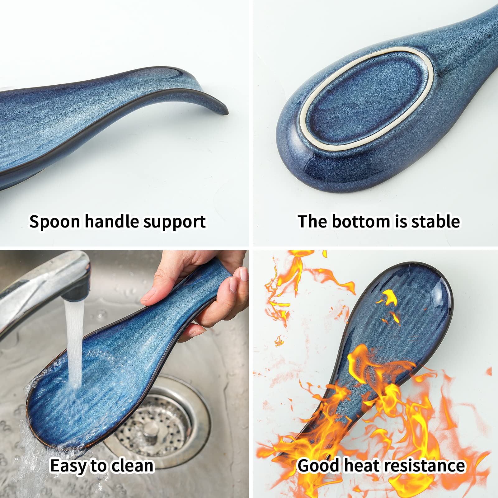 Hasense heat-resistant porcelain spoon rest stays stable and durable.