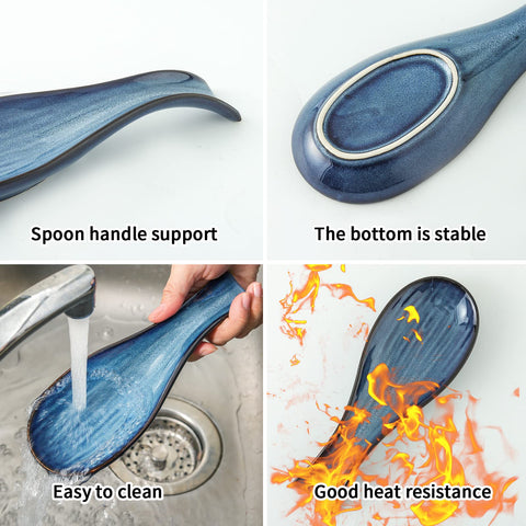 Hasense heat-resistant porcelain spoon rest stays stable and durable.