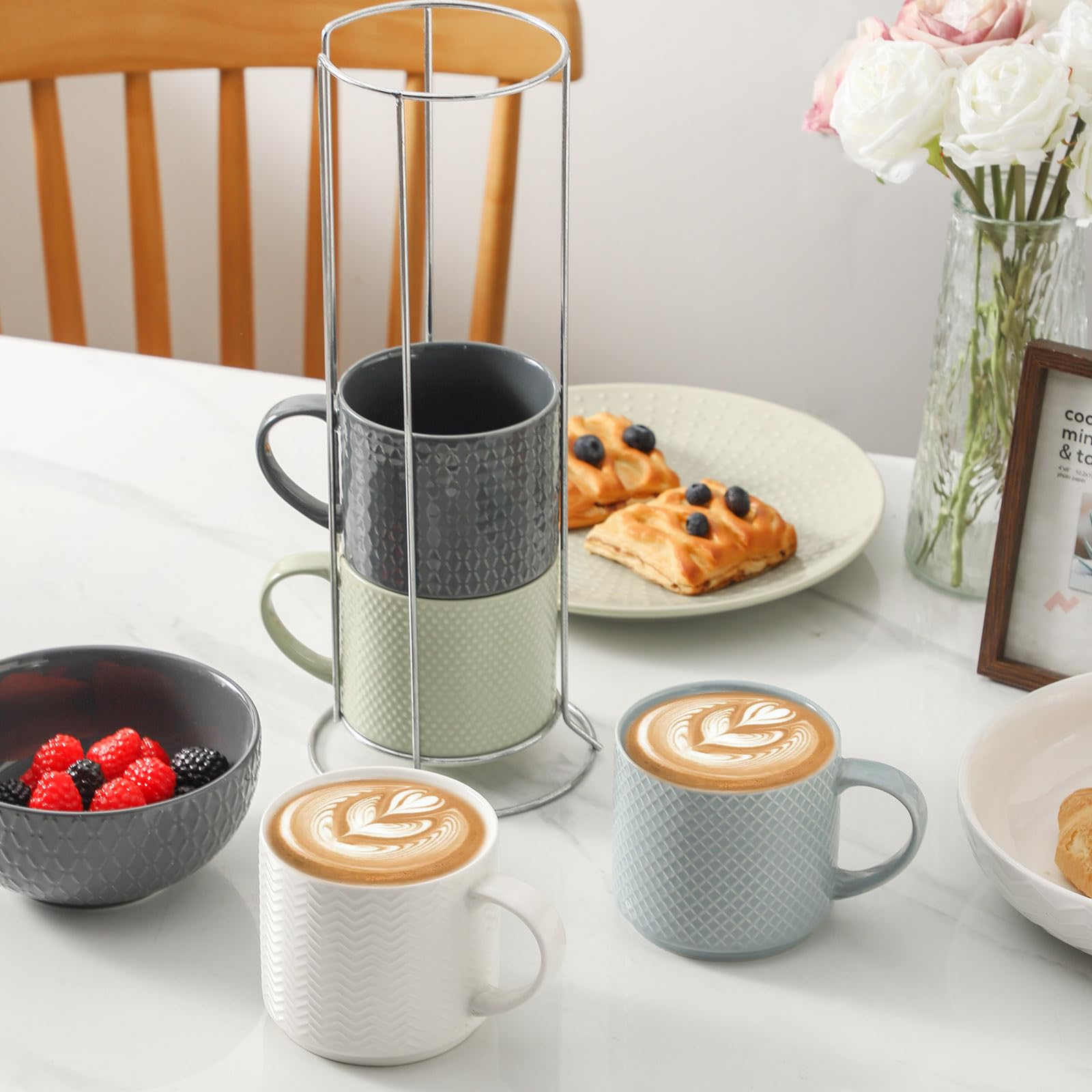Hasense microwave and dishwasher safe mugs for easy cleanup after coffee.
