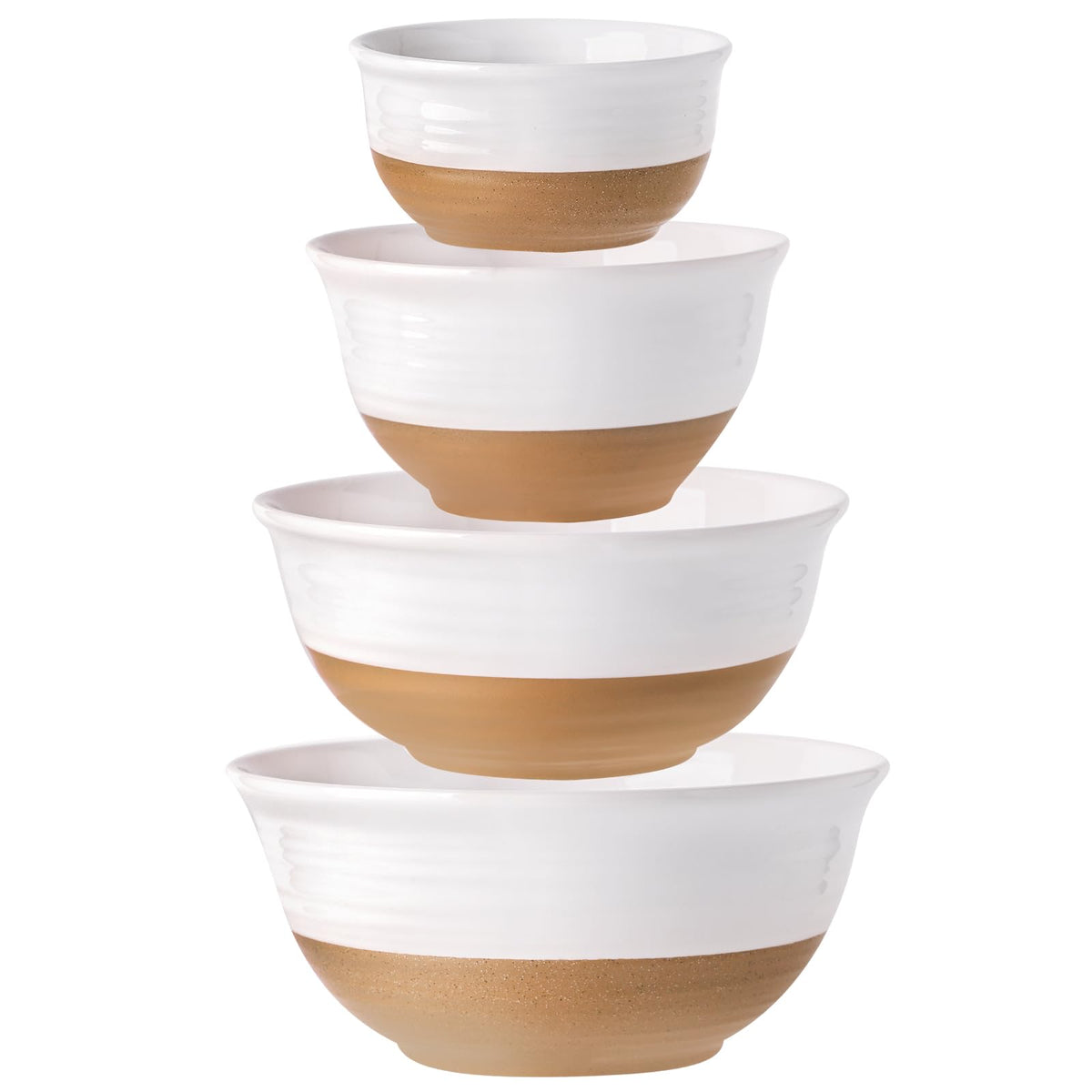 HASENSE mixing bowls set stacked for space-saving nesting.