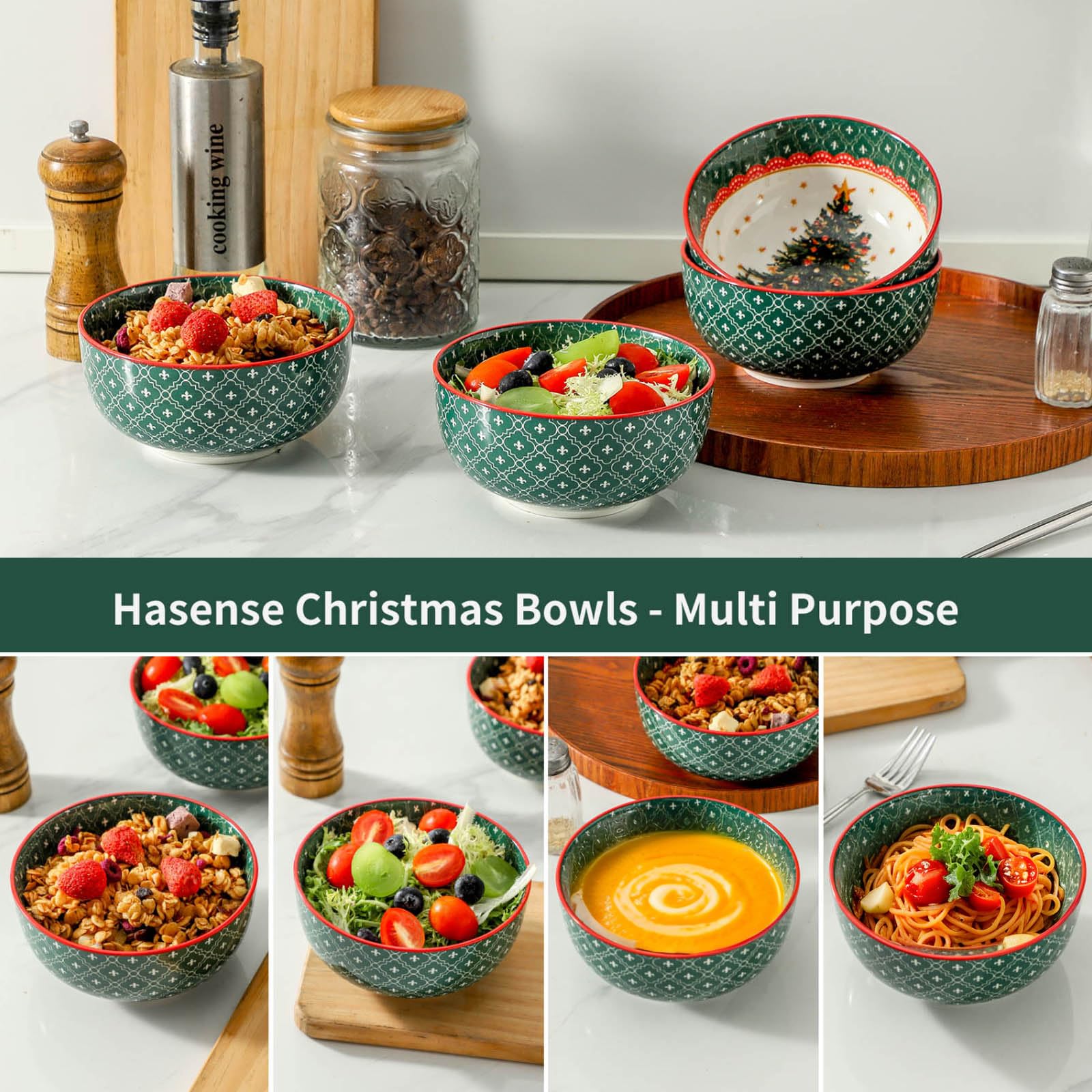 Hasense 26 oz porcelain bowls ideal for generous servings