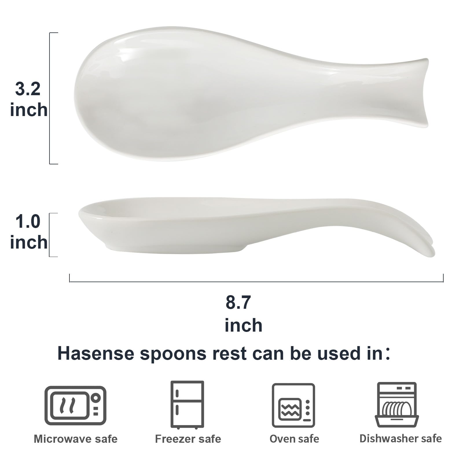 Hasense porcelain spoon rest safely withstands daily use in dishwasher.