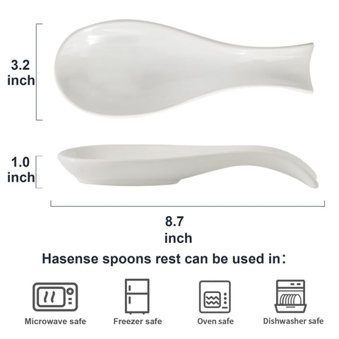 Hasense porcelain spoon rest safely withstands daily use in dishwasher.