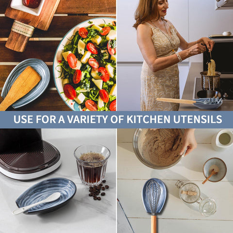 Hasense spoon rest on countertop adds subtle grey-blue aesthetic.