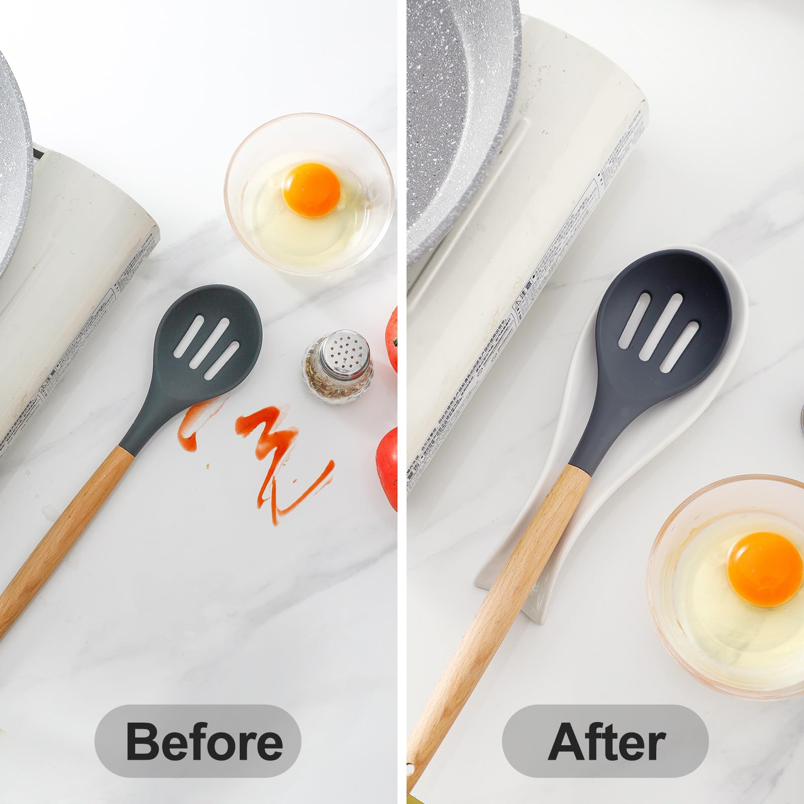 Hasense spoon rest on dining table adds functional elegance.