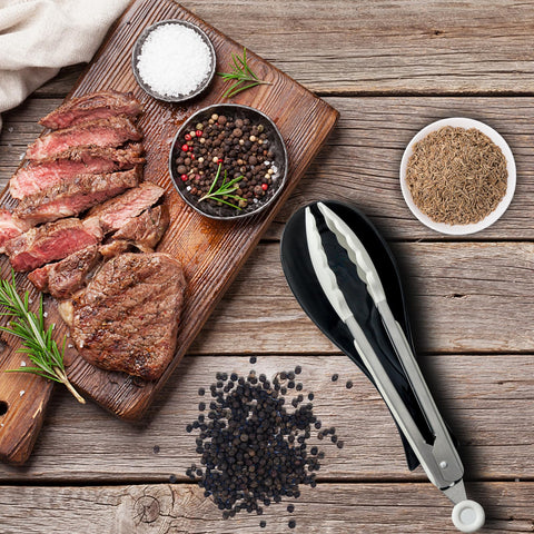 Hasense black ceramic spoon rest; easy-clean surface resists stains.
