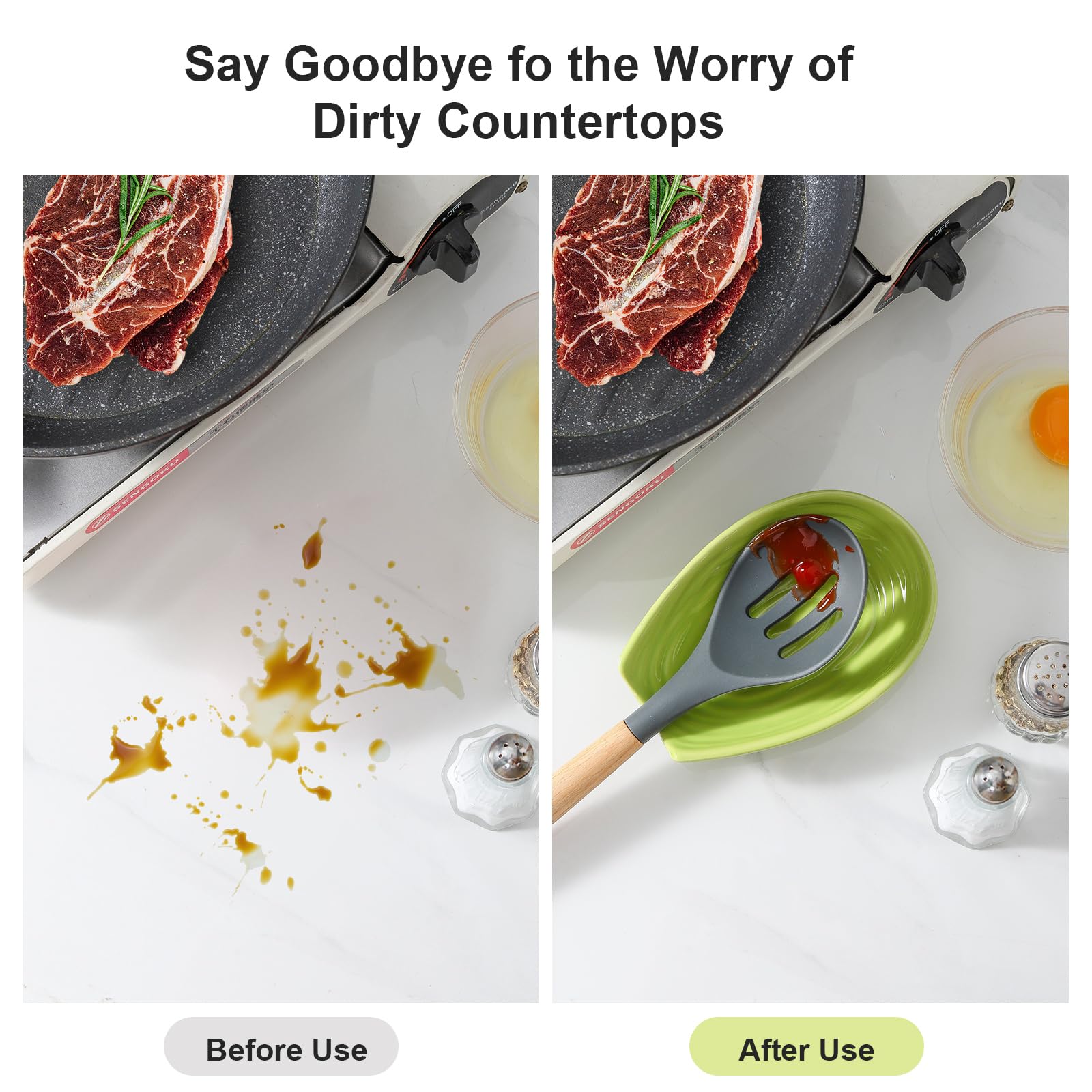 Hasense large-capacity porcelain rest accommodates ladles, spatulas, and tongs neatly