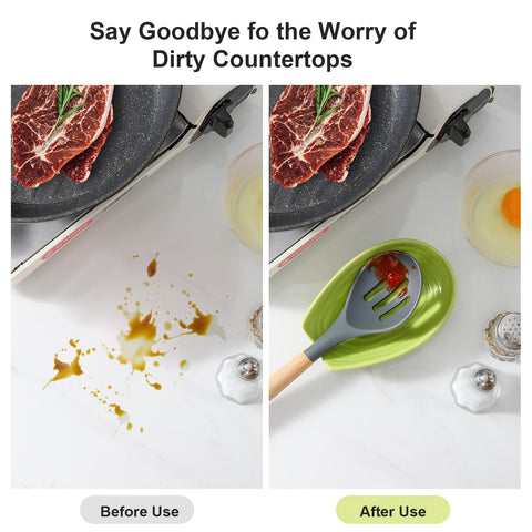 Hasense large-capacity porcelain rest accommodates ladles, spatulas, and tongs neatly