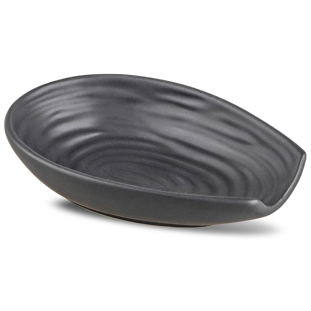 Hasense spoon rest matte black on stovetop keeps spills contained.