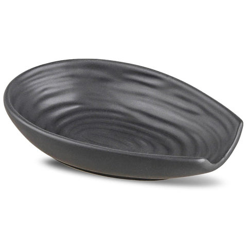 Hasense spoon rest matte black on stovetop keeps spills contained.