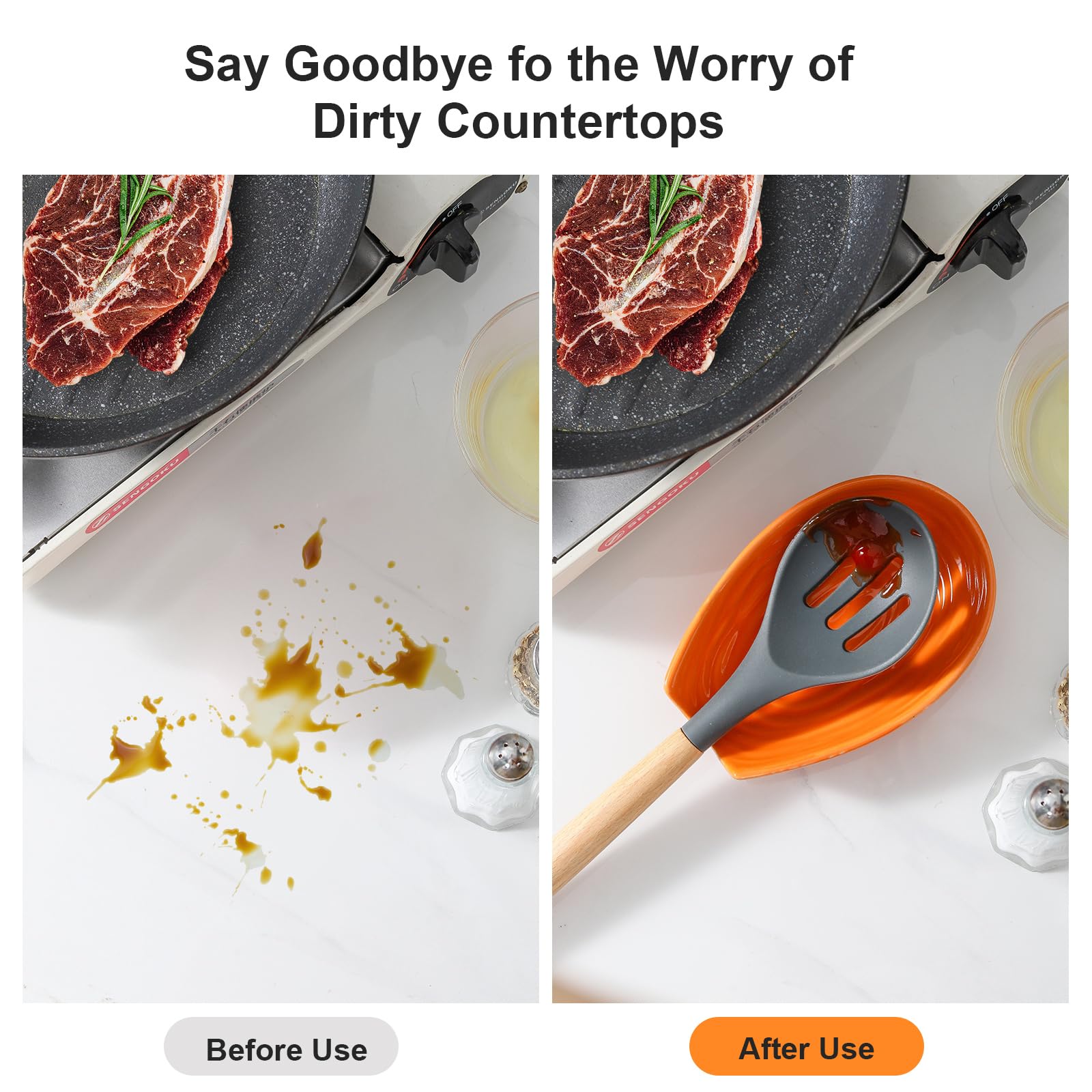 HASENSE orange spoon rest porcelain is easy to clean and dishwasher safe