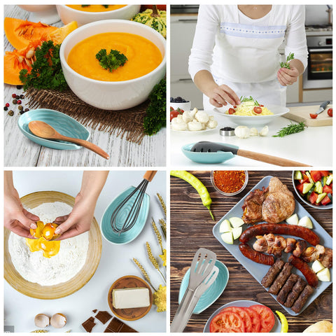 HASENSE porcelain spoon rest highlights durable, easy-to-clean construction.