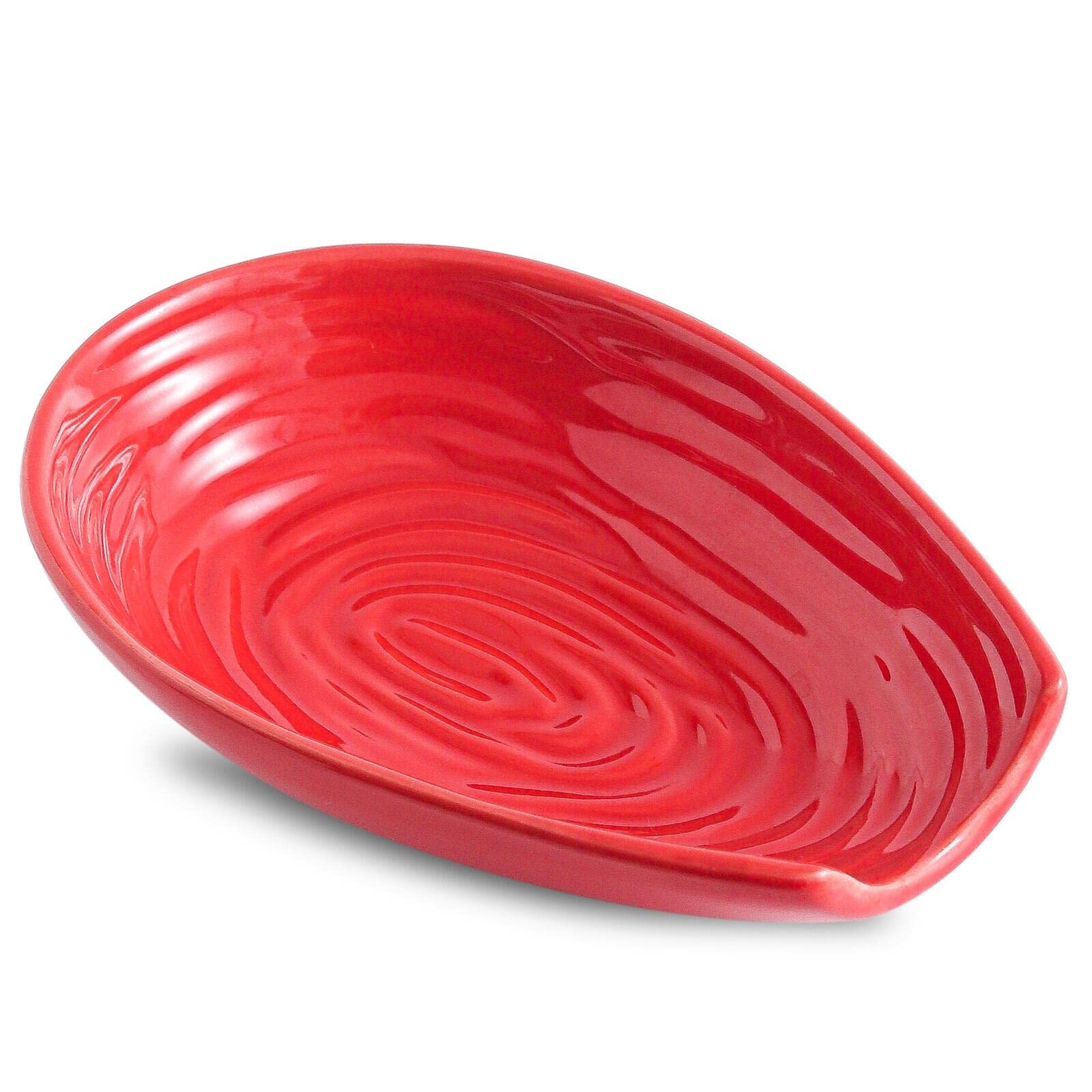 Hasense spoon rest on stove top in red keeps utensils tidy