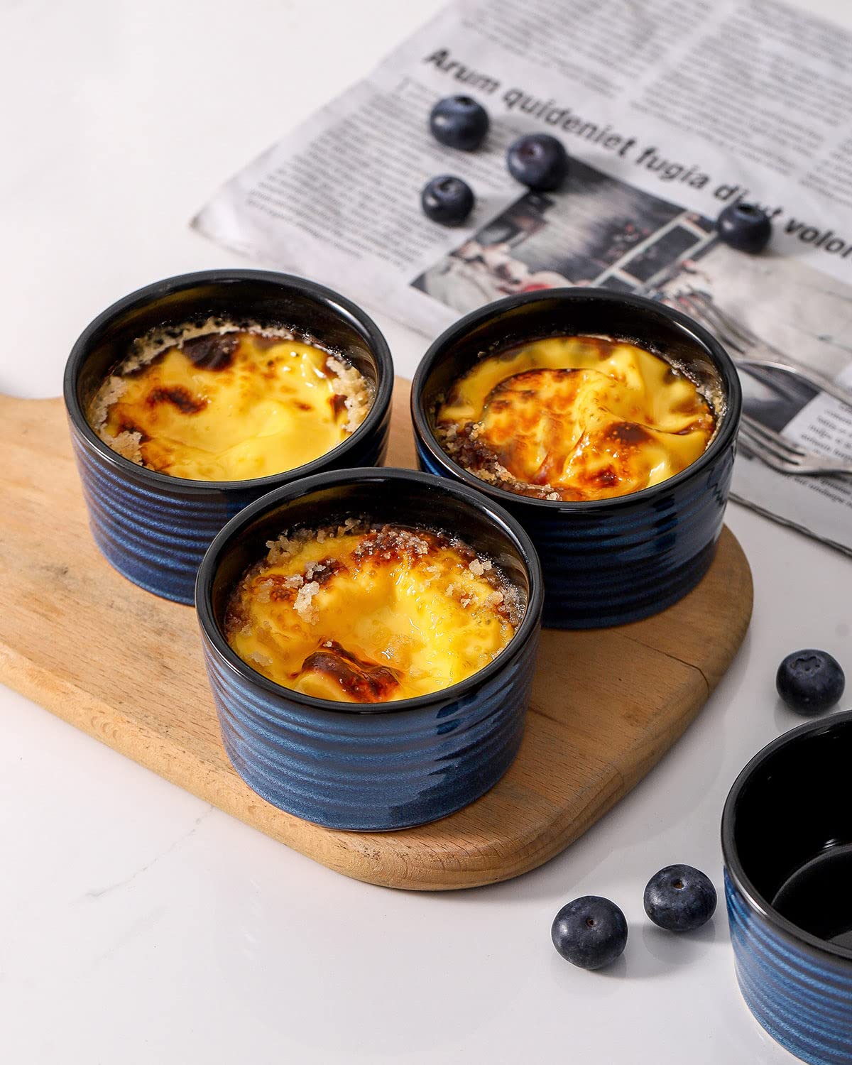 Hasense stackable porcelain ramekins save cabinet space and keep kitchen tidy.