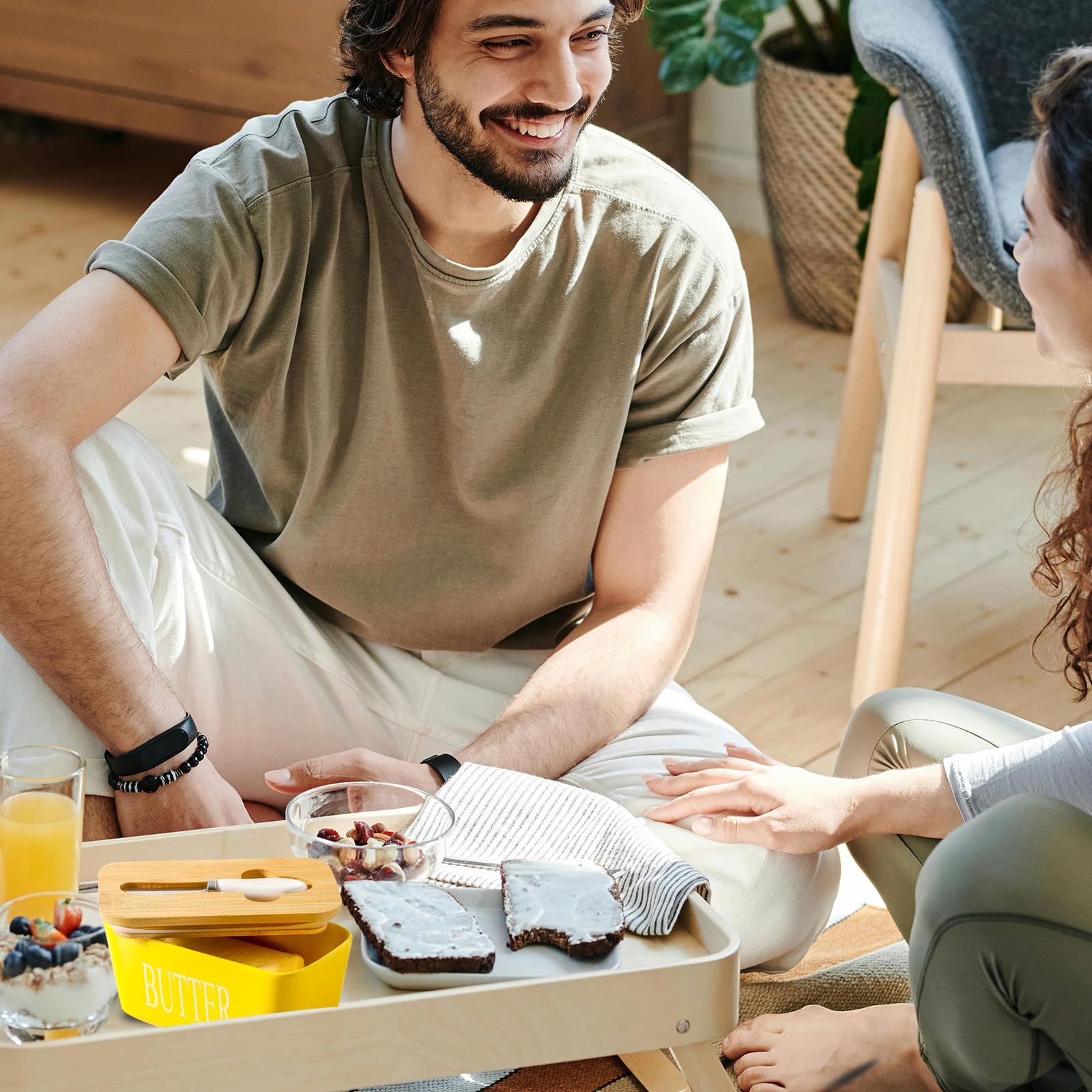 HASENSE wide butter dish on countertop adds cheerful kitchen decor and accessibility