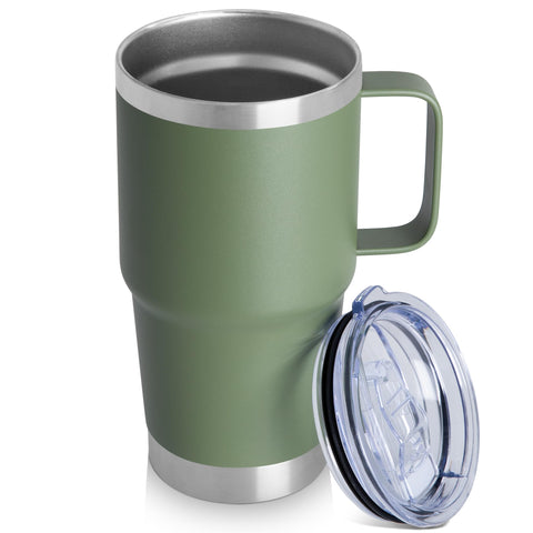 HASLE OUTFITTERS 20oz tumbler with handle and closed lid for spill-safe commuting.