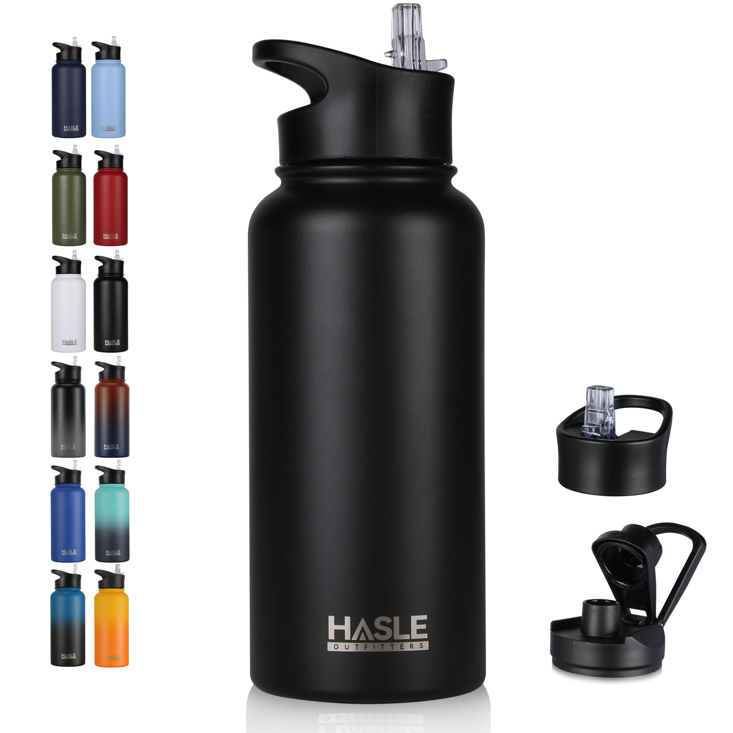 HASLE OUTFITTERS 32oz bottle with straw lid, keeps drinks cold, ideal for cycling and gym