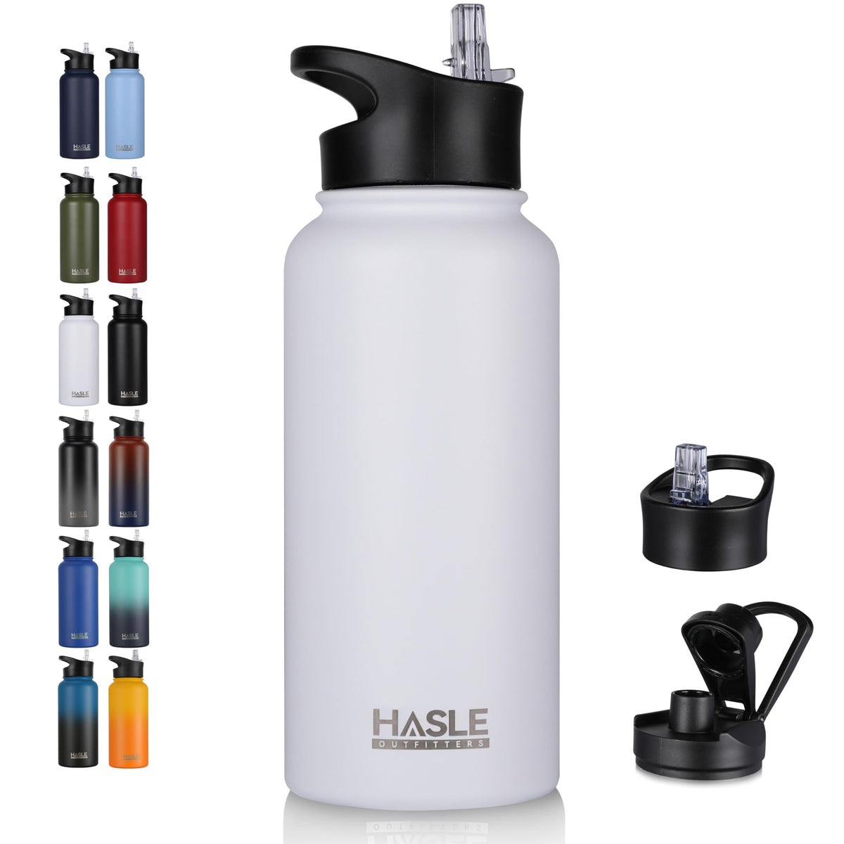 HASLE OUTFITTERS 32 oz bottle with straw lid for easy sipping during workouts.