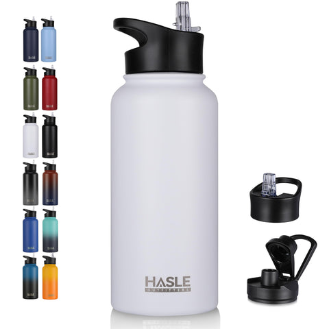 HASLE OUTFITTERS 32 oz bottle with straw lid for easy sipping during workouts.