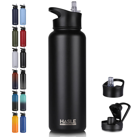 Hasle Outfitters 40oz bottle front view with double-wall insulation for temperature stability.