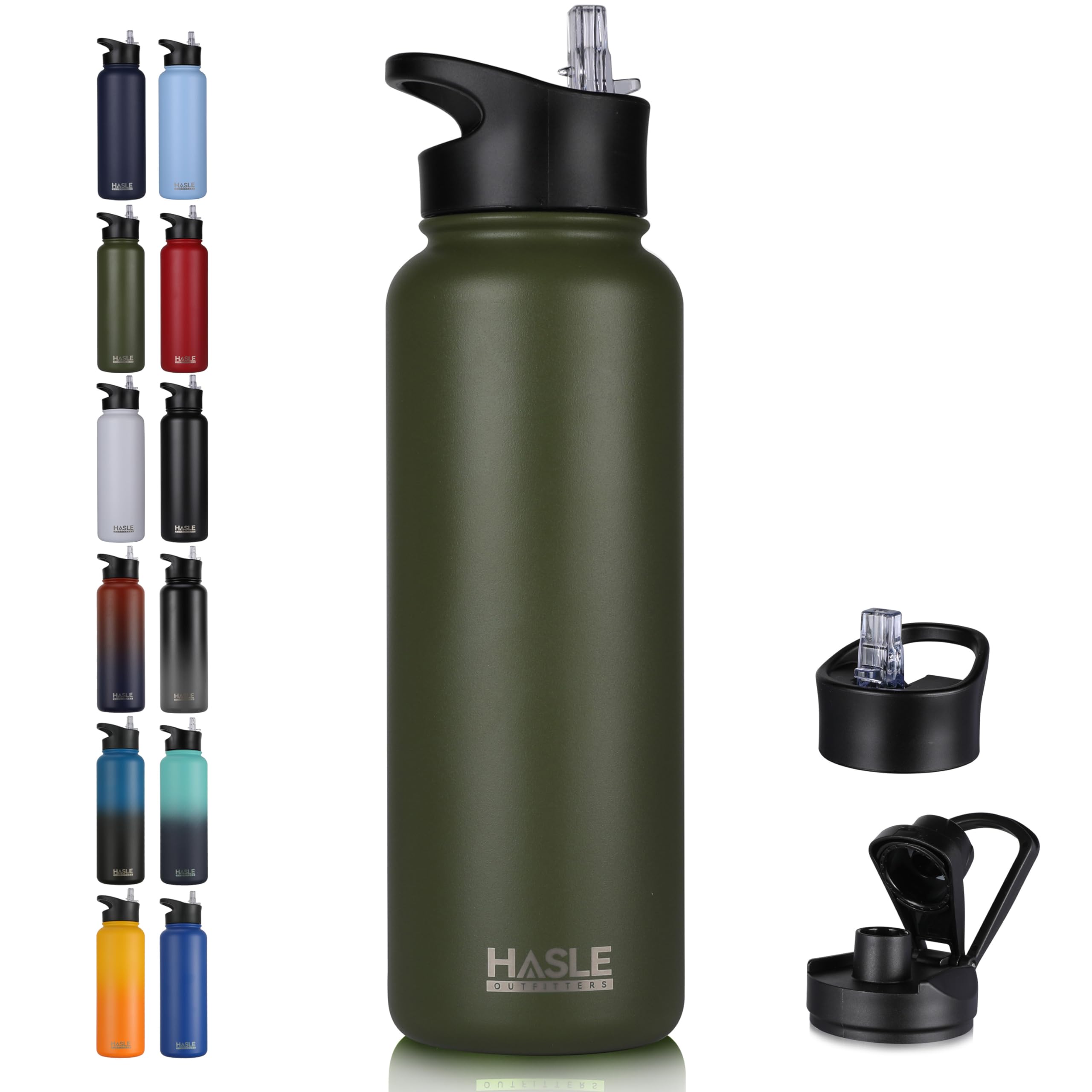 HASLE OUTFITTERS 40oz bottle shows double-wall insulation keeping beverages cold