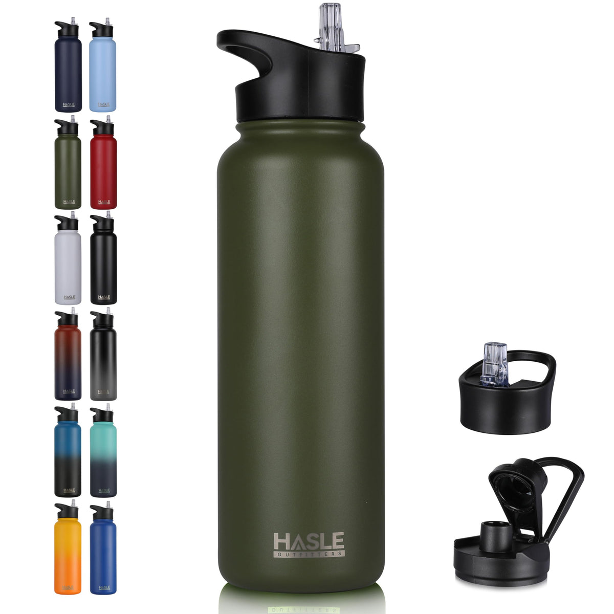HASLE OUTFITTERS 40oz bottle shows double-wall insulation keeping beverages cold
