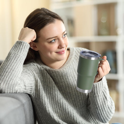 HASLE OUTFITTERS Amy Green color tumbler adds stylish daily use.